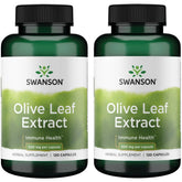Swanson Olive Leaf Extract bottle front highlights 20% oleuropein potency for wellness support.
