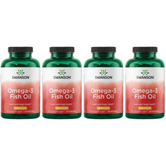 Swanson Omega-3 Fish Oil lemon-flavored bottle pouring, supports heart and brain wellness
