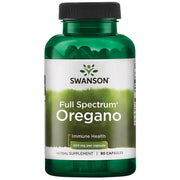 Swanson oregano 450 mg bottle front highlights natural immune support potential.