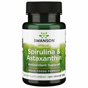 Swanson Organic Spirulina & Astaxanthin 120 Veg Tabs bottle front for vegan daily nutrition