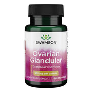 Swanson Ovarian Glandular bottle and capsules for daily wellness.