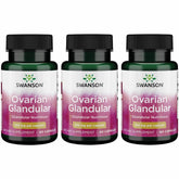 Swanson Ovarian Glandular bottle front label conveys quality and balance support.