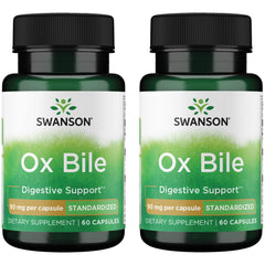 Swanson Ox Bile standard 90 mg capsules aid fat digestion.