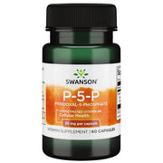 Swanson P-5-P bottle front view, an easy-to-take vitamin B-6 supplement.