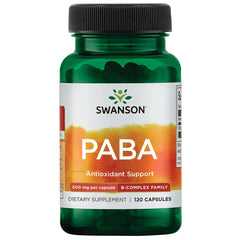 Swanson PABA capsules in bottle front for red blood cell support