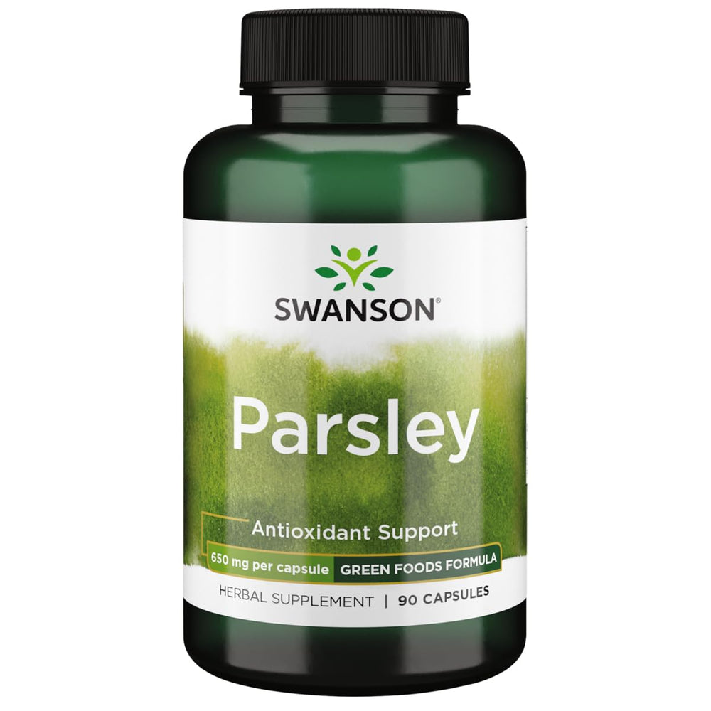 Swanson Parsley 650 mg capsules in bottle for daily herbal support.