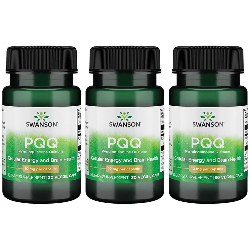 Swanson PQQ 10 mg vegan capsule close-up showing easy-to-swallow form for daily use