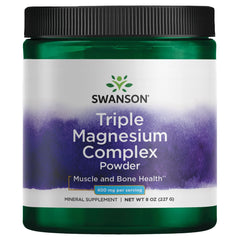 Swanson Premium Brand Triple Magnesium Complex Powder packaging shows quality and reliability for daily energy.