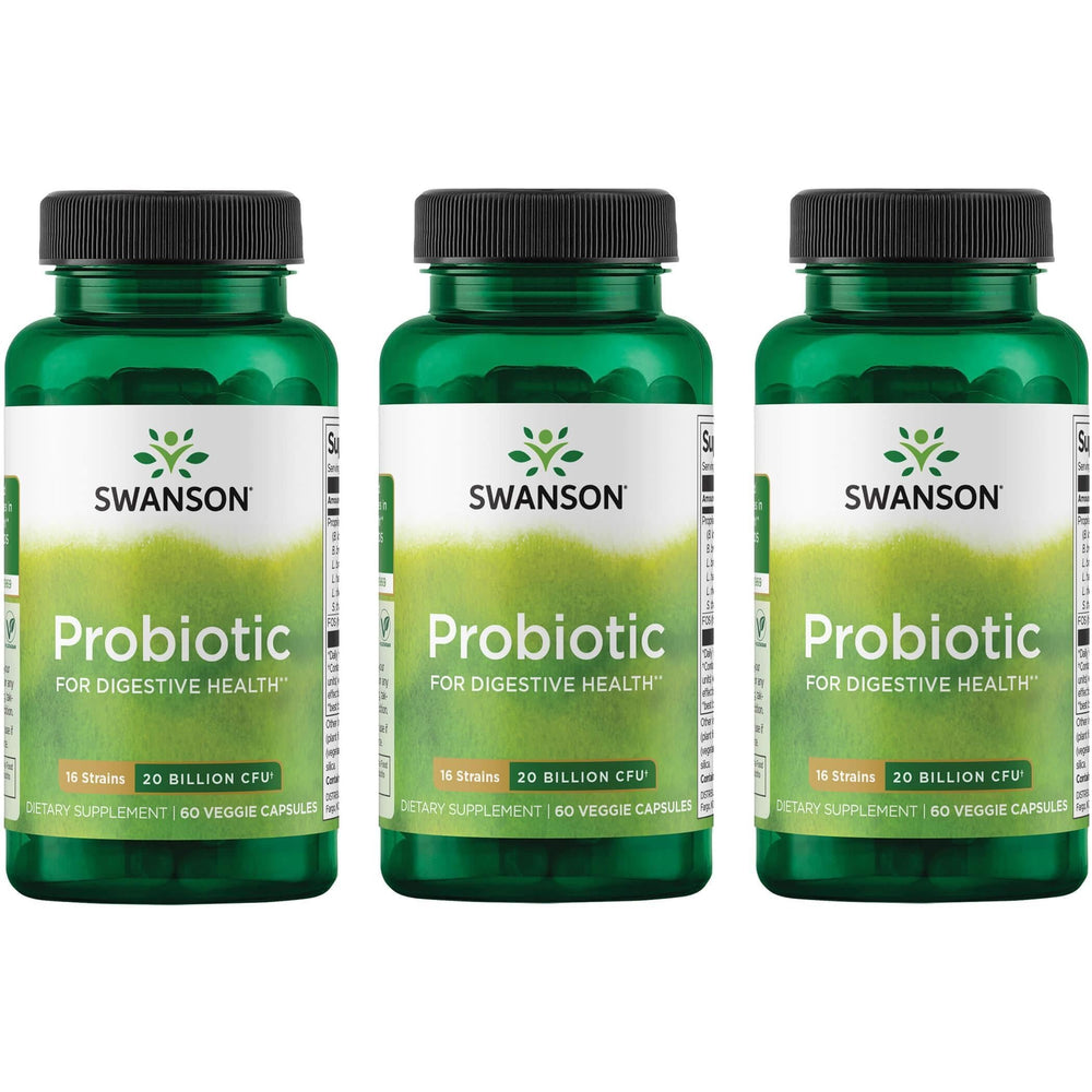 Swanson Probiotic bottle pour supports digestive balance and immune health.