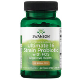 Swanson probiótico 16 cepas en botella para soporte digestivo diario.