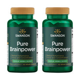 Swanson Pure Brainpower bottle front with two-pack packaging for daily brain support