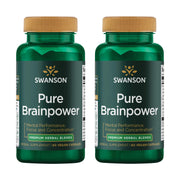 Swanson Pure Brainpower bottle front with two-pack packaging for daily brain support