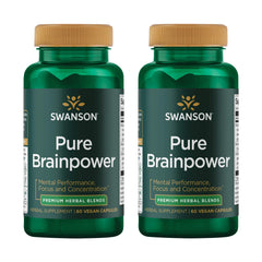Swanson Pure Brainpower bottle front with two-pack packaging for daily brain support