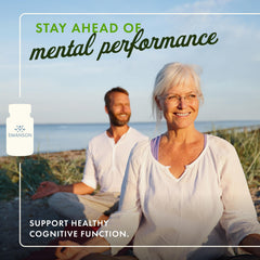 Swanson Pure Brainpower capsules visible in bottle for convenient daily focus support