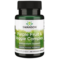 Swanson Purple Antioxidants bottle with pour shows convenient capsules for daily antioxidant support