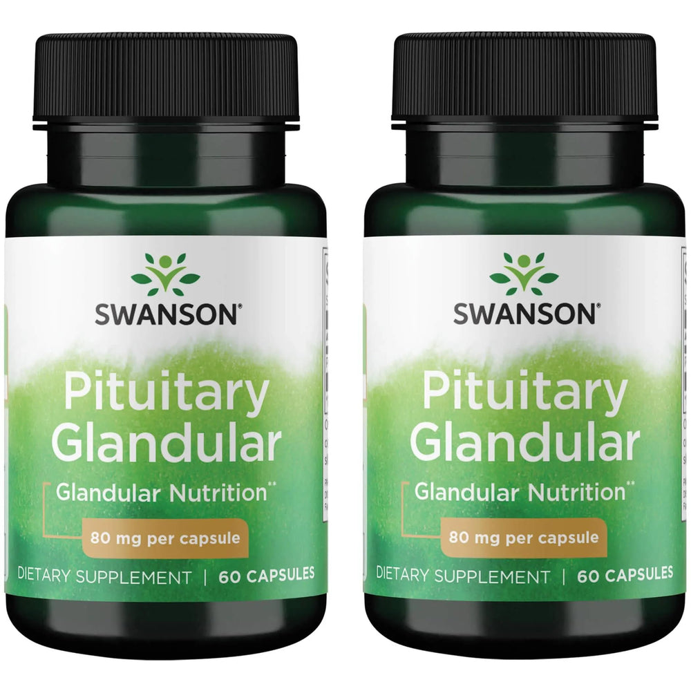 Swanson Raw Pituitary Glandular bottle front shows 80 mg strength for daily use.