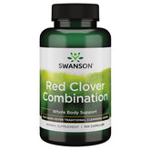 Swanson Red Clover bottle label indicating plant-based wellness support.