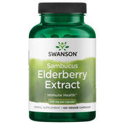 Swanson Sambucus elderberry extract bottle highlights immune support and antioxidant activity