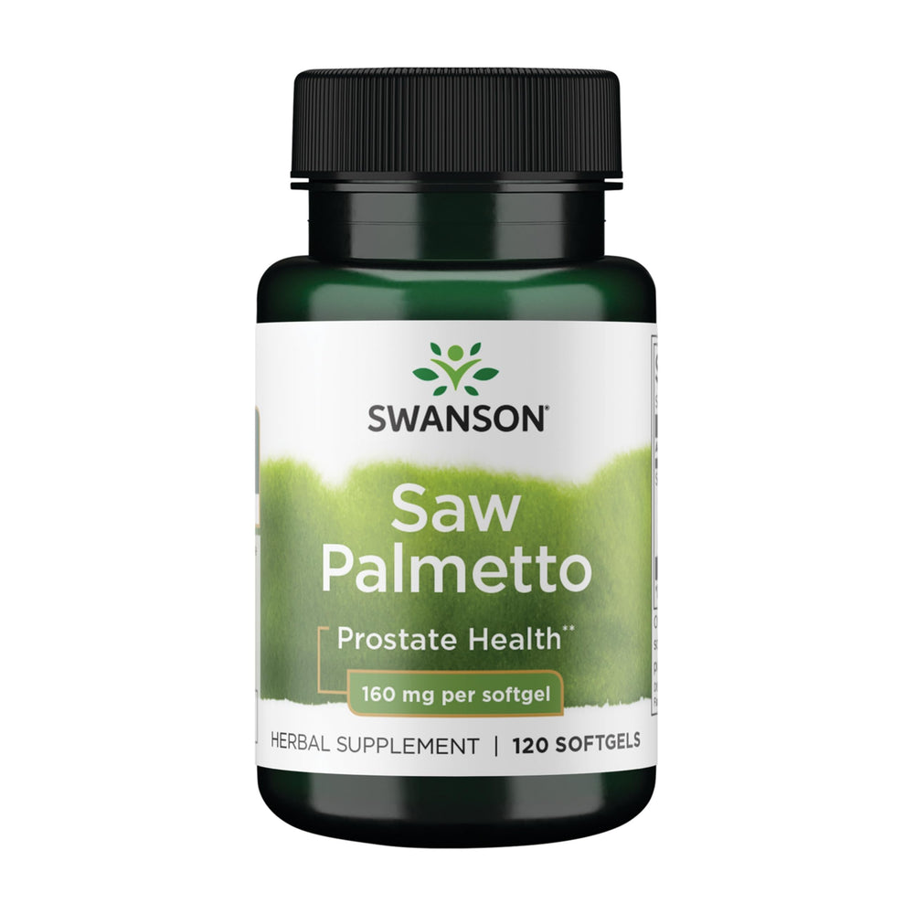 Swanson Saw Palmetto bottle front for daily urinary support.