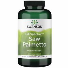 Swanson Saw Palmetto bottle label highlighting natural prostate support