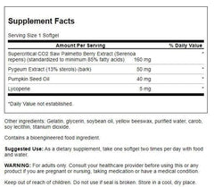 Swanson Saw Palmetto Combo label with standardized extracts and full-spectrum ingredients