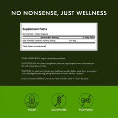 Swanson Saw Palmetto label detail showing 540 mg strength and 250 capsules