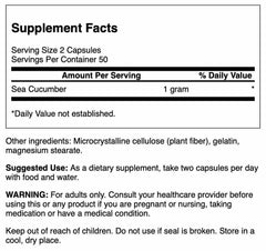 Swanson Sea Cucumber capsules closeup displaying 5 mg per capsule
