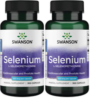 Swanson Selenium 300 capsules bottle for daily heart and prostate health support.
