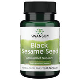 Swanson semilla de sésamo negro 500 mg cápsulas para uso diario.