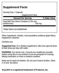Swanson Soy Isoflavones label close-up highlighting the SoyLife complex potency.