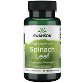 Swanson Spinach Leaf 400mg capsules bottle front highlighting vegan capsules.