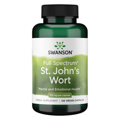 Swanson St. John’s Wort 375 mg capsules in bottle for daily calm support