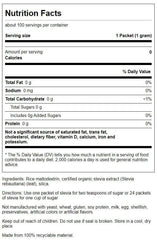 Close-up of Swanson stevia packet packaging highlighting plant-based sweetness.