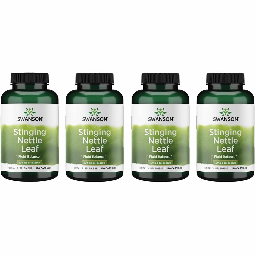 Swanson Stinging Nettle Leaf bottle pouring capsules for daily urinary and respiratory support.