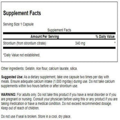 Swanson Strontium Citrate 340 mg label highlighting science-driven formulation for daily use