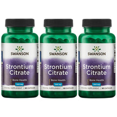 Swanson Strontium Citrate 340 mg capsule bottle highlighting bone health support