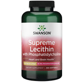 Swanson Supreme Lecithin bottle front with softgels, potential support for healthy cholesterol levels.