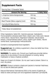 Closeup of Swanson Sw ULT Beet Root no+ Fast Act 60chew TB tablets for fast absorption