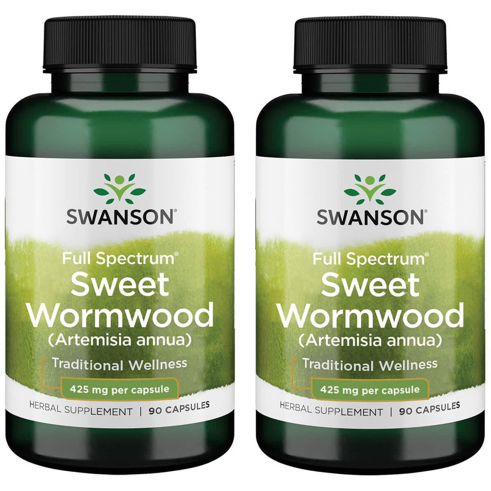 Swanson Sweet Wormwood bottle front showing 90 capsules for GI health potential