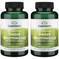 Swanson Sweet Wormwood bottle front showing 90 capsules for GI health potential