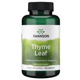 Swanson Thyme Leaf bottle front showing natural respiratory support potential