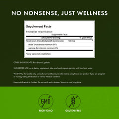 Swanson Tocotrienols liquid capsules pour demonstrates easy-to-swallow format