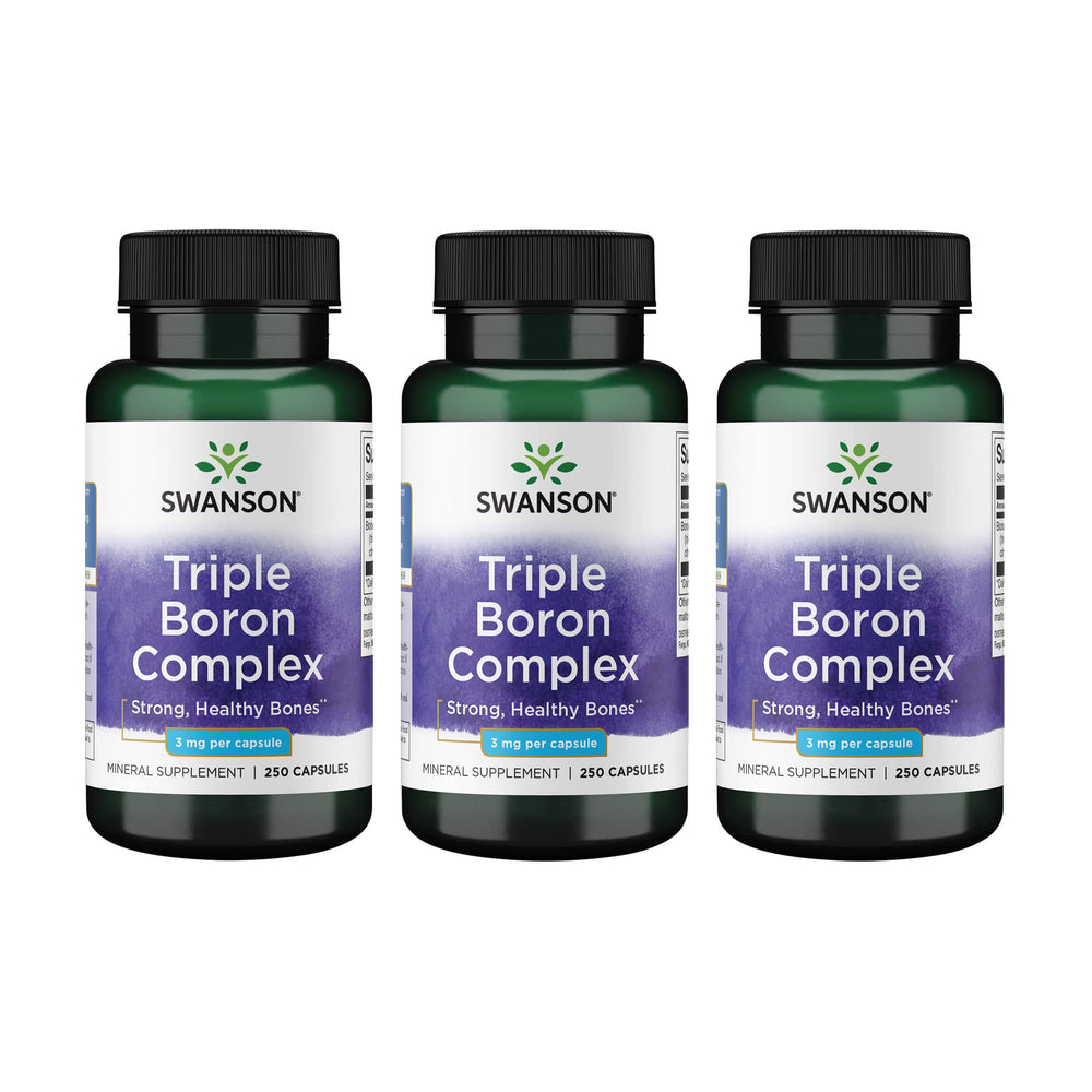 Swanson Triple Boron Complex bottle front for bone health support.
