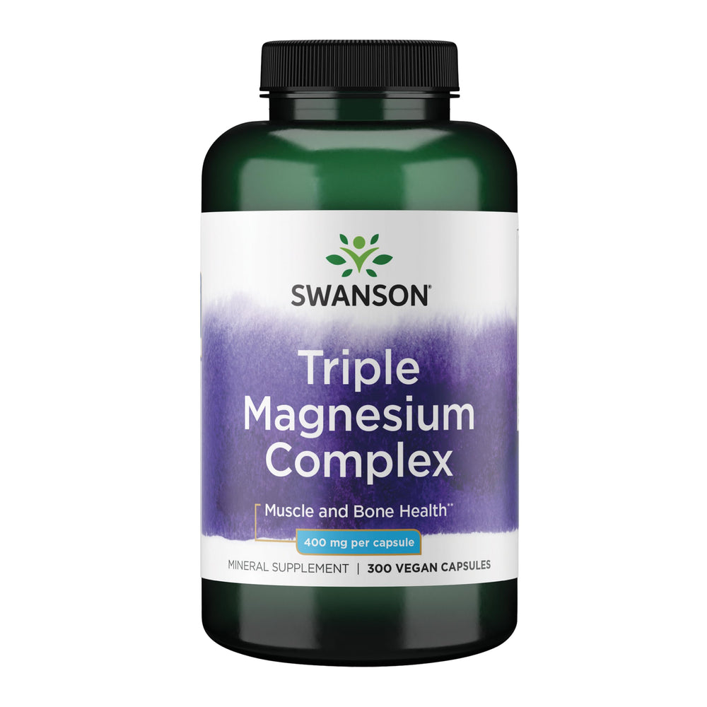 Swanson Triple Magnesium Complex bottle with capsules for comprehensive mineral support