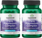 Swanson Triple Magnesium Complex, caja de embalaje, apoyo diario para nervios y músculos.