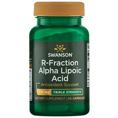 Swanson triple-strength R-Fraction alpha-lipoic acid bottle for daily supplementation