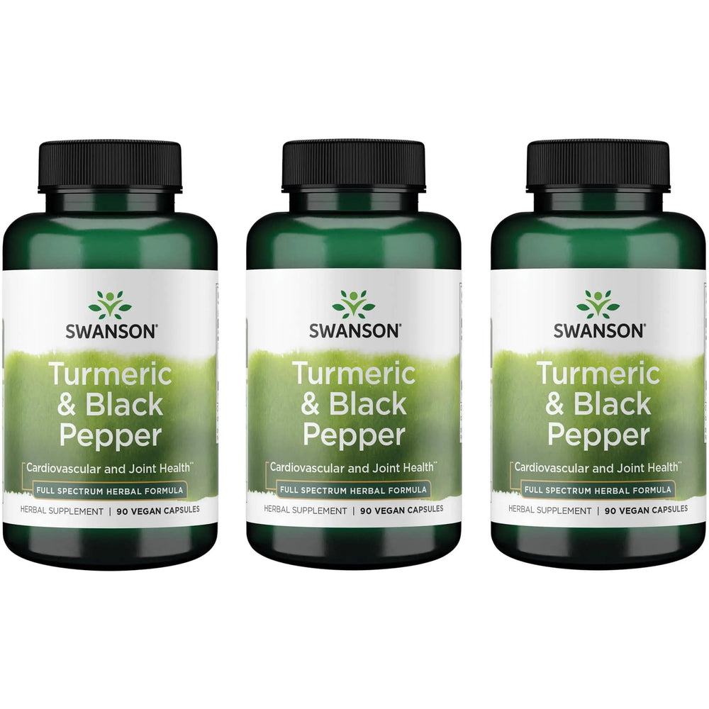 Swanson Turmeric & Black Pepper bottle with capsules for daily wellness.