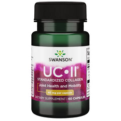 Swanson UC-II collagen bottle on white surface showing daily joint support potential