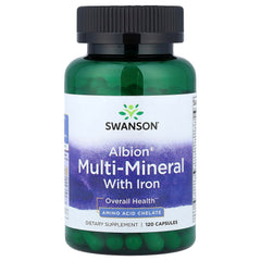 Swanson ULT Albion Multi-MIN with Iron bottle showing a full-size bottle for daily mineral support.