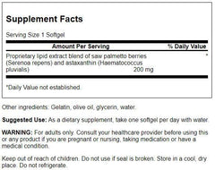 Swanson ULT Prostate Complex bottle back label highlighting ingredients for support